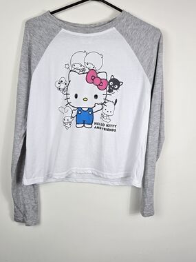 Hello Kitty & Friends Medium Top Long-Sleeve Raglan White/Gray Sanrio Characters